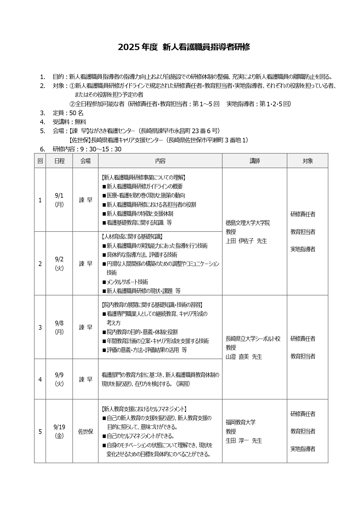 新人看護職員指導者研修